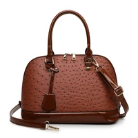 ostrich grain shell handbags brand high quality pu leather women bags french style designer lady elegant leisure bag female