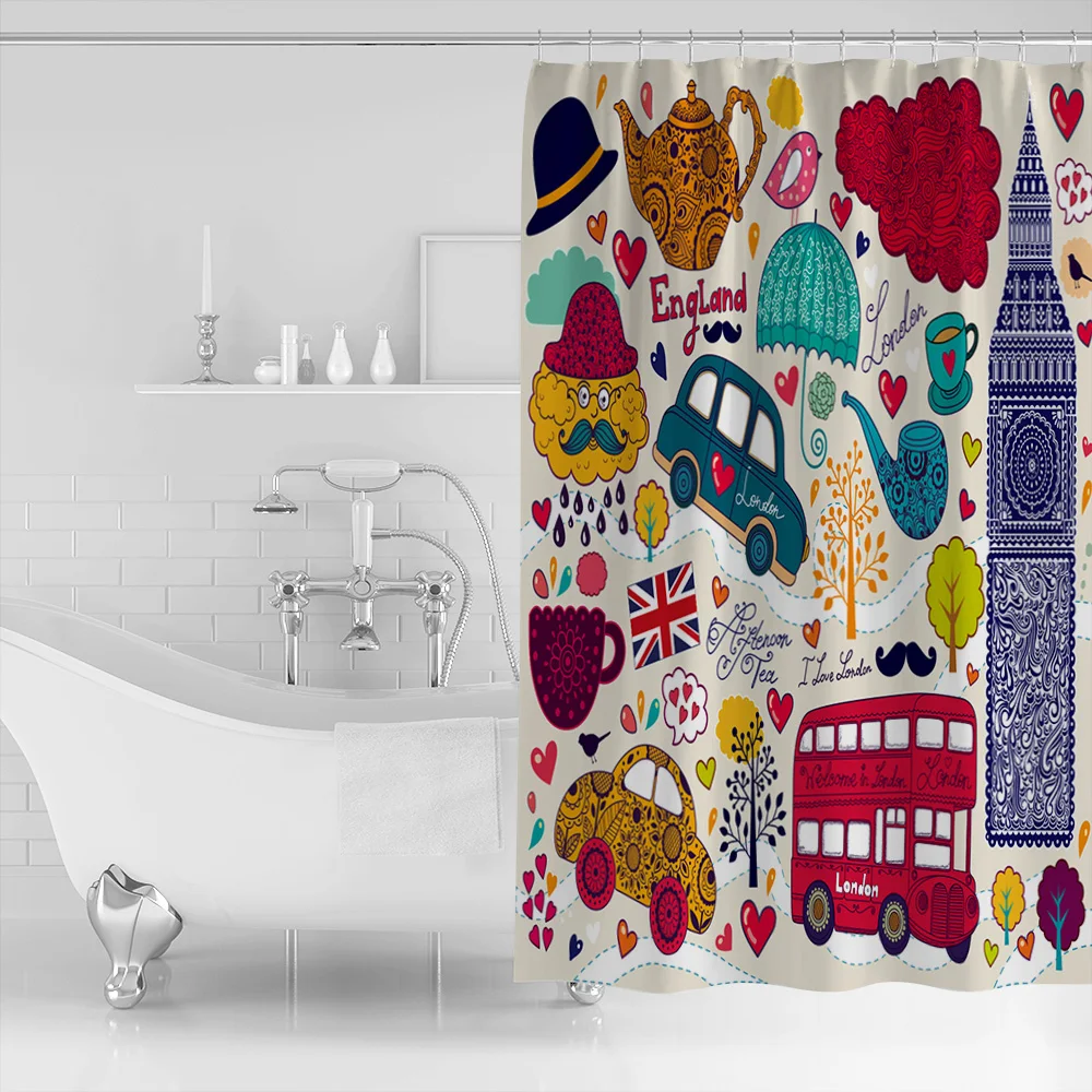 Ретро занавес для душа декор с изображением парика Ambesonne красочные символы