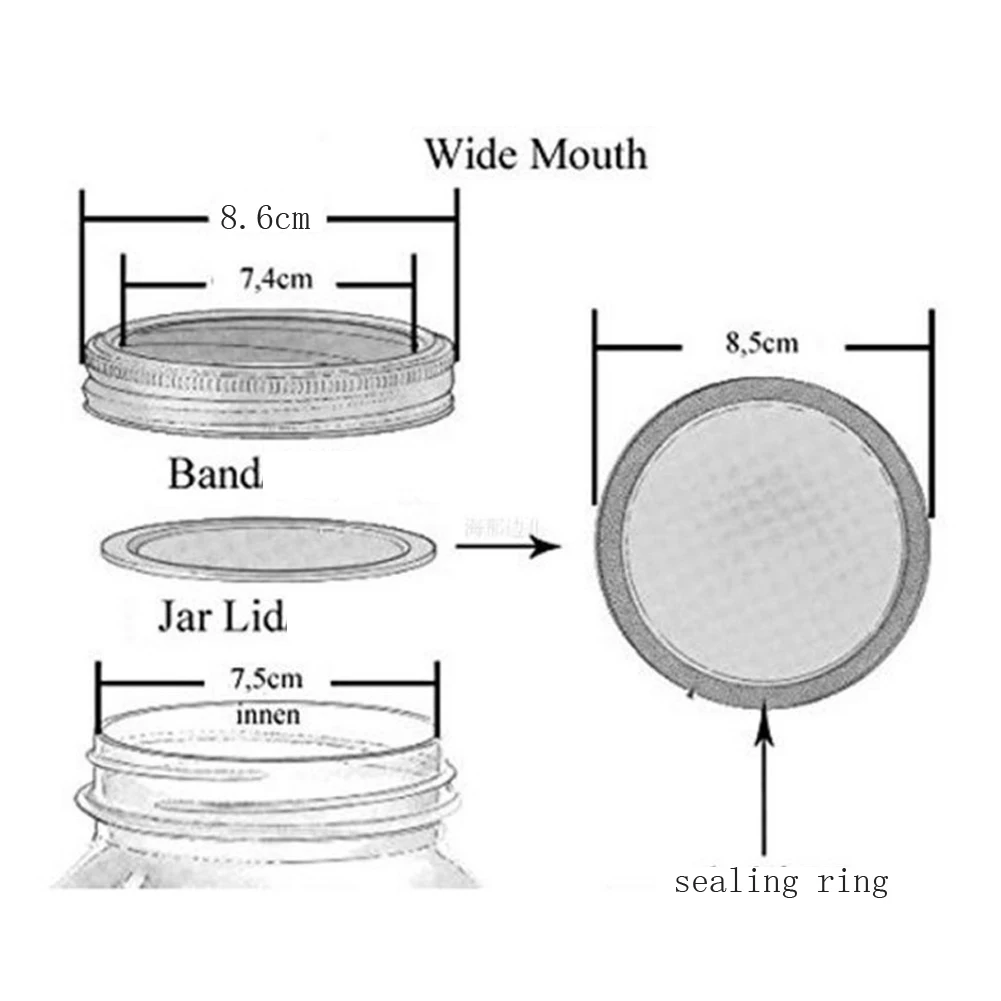 

Wide Mouth Canning Lids Bands Split-Type Leak Proof for Mason Jar Canning Lids Covers with Sealing Rings
