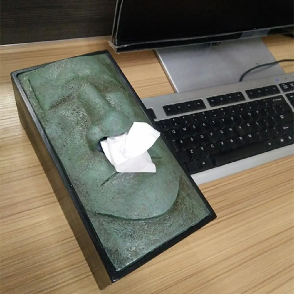 

Great Napkin Box Funny Moai Pattern Design Waterproof Vintage Shakespeare Pattern Tissue Box Tissue Box for Bathroom