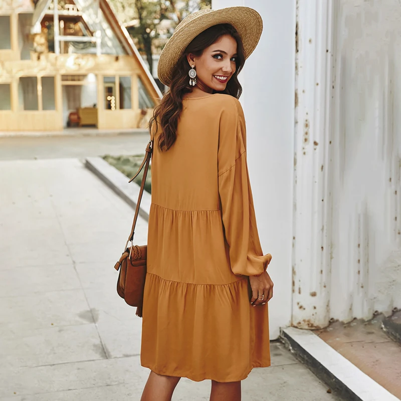 Сарафан женский с длинным рукавом свободный белый летний Повседневный