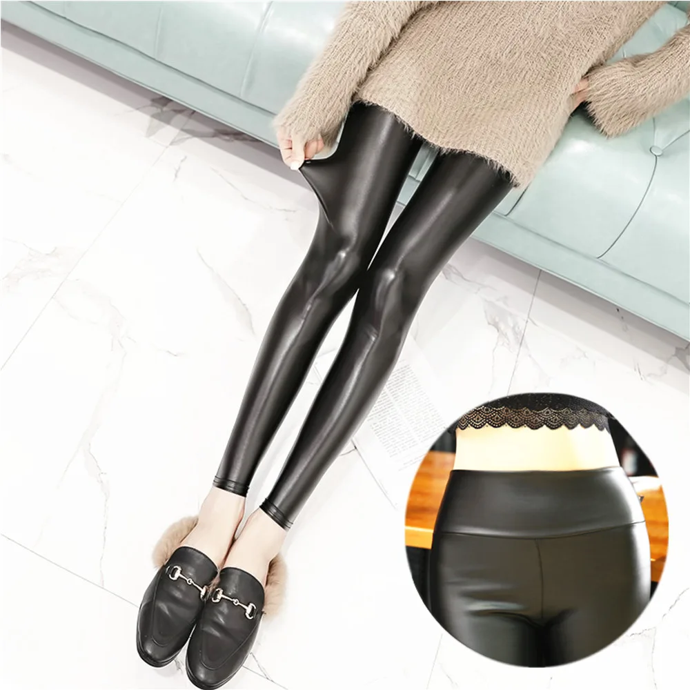 

Women Leggings PU Leather Sexy Female Pants Plus Size High Waist Spring Autumn Slim Trousers Long Pencil Pant S-5XL 2021 New
