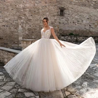 princess wedding dress white o neck floor length floral lace cut out ball gown wedding party de fiesta robe de soiree