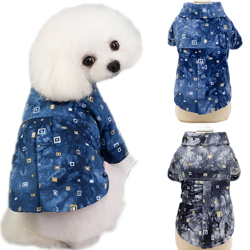 Джинсовая одежда толстовка с капюшоном для собаки серая синяя милая Толстовка