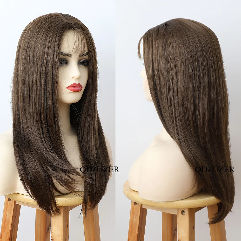 QD Tizer короткие прямые волосы синтетические коричневые парики