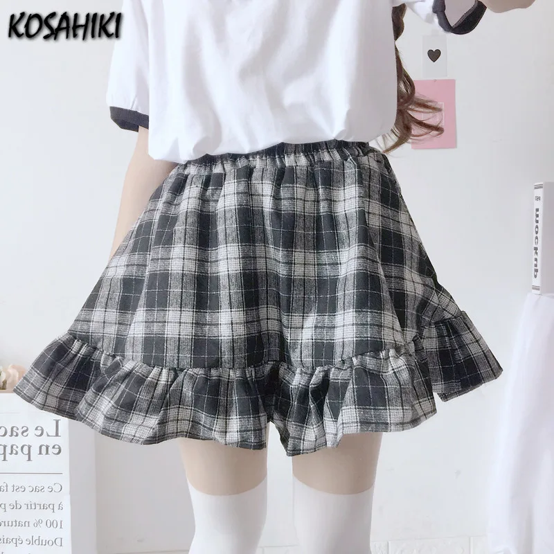 

Женская летняя мини-юбка в клетку, в стиле ольччан