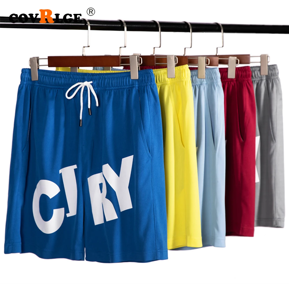 

Covrlge Summer Letter Print Beach Men's Shorts Holiday Drawstring Five-point Sports Leisure Contrast Color Male Tide MKD108