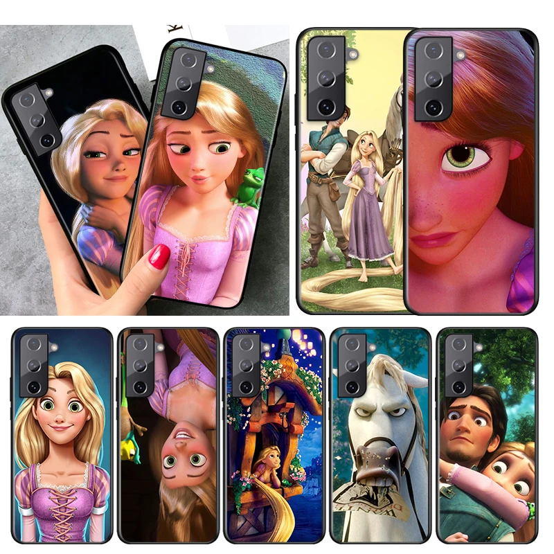 

For Samsung Galaxy S21 S20 FE S22 Ultra Pro Lite S10 5G S10E S9 S8 Plus Soft TPU Rapunzel Disney Movie Black Phone Case