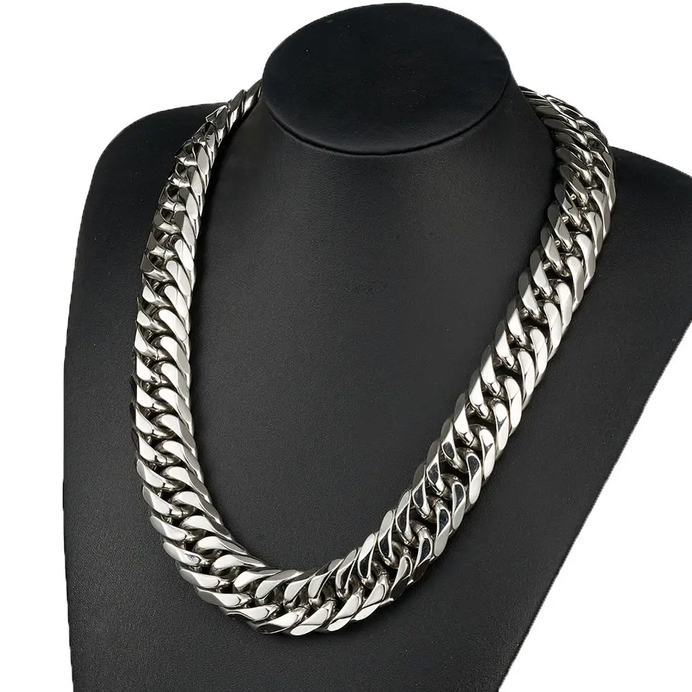 

Heavy 19/21MM Silver Color Stainless Steel Cuban Curb Link Chain Men Necklace Or Bracelet 7-40" Jewelry Fashion Jewelry
