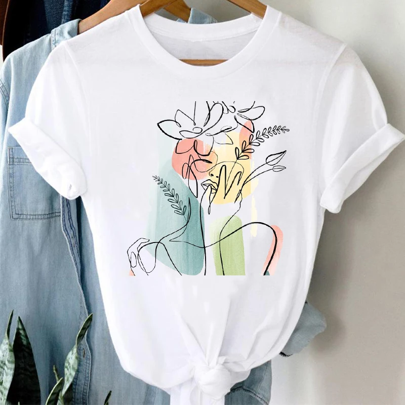 

T-shirts Vrouwen Elegante Aquarel 90S Mode Trend Mujer Camisetas Kleding Grafische Tshirt Top Lady Print Vrouwelijke Tee T-shirt