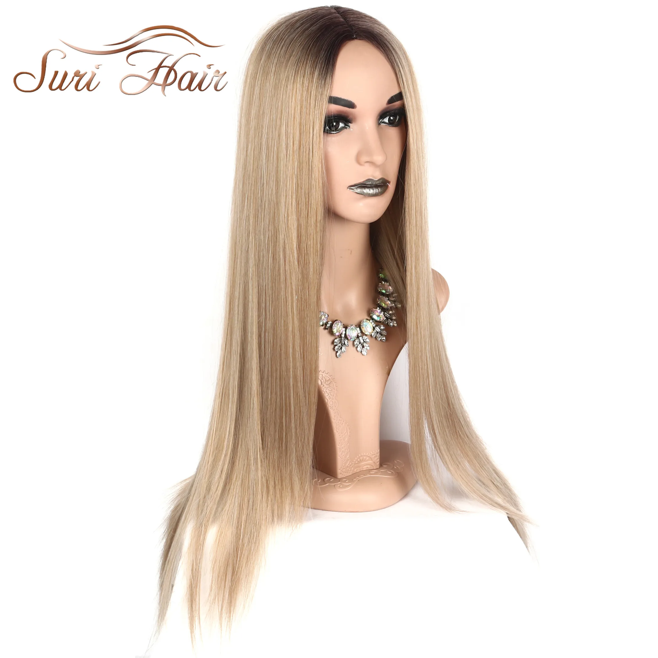 Женские парики Suri Hair из термостойких искусственных длинных прямых волос двух оттенков розового цвета с эффектом деграде, длиной 30 дюймов
