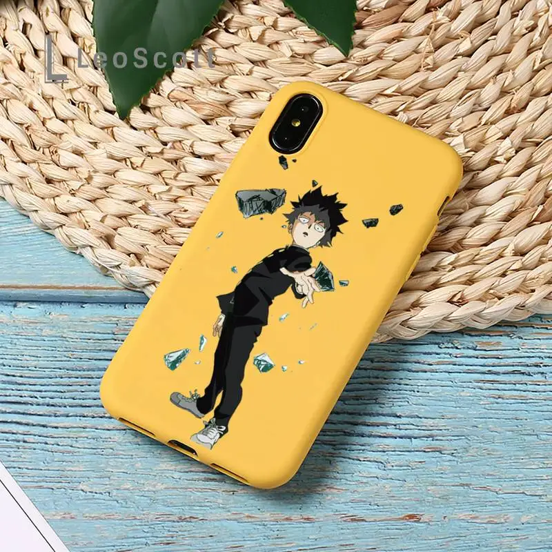 

Mob Psycho 100 Phone Case Yellow Candy Color for iPhone 11 12 mini pro XS MAX 8 7 6 6S Plus X SE 2020 XR