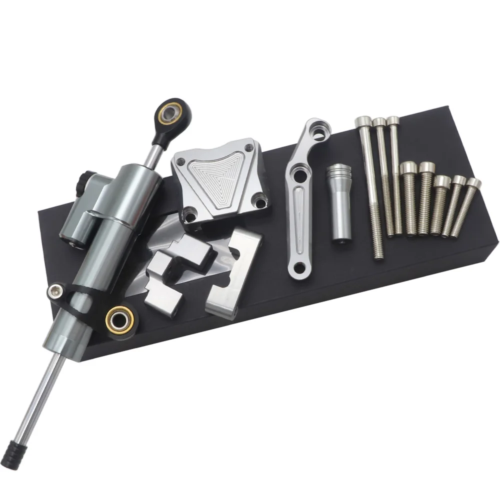 Titanium set Амортизатор рулевого механизма cnc стабилизатор и титановый кронштейн крепления для Kawasaki Ninja 300 NINJA300 EX300 2013 - Цвет: Titanium set