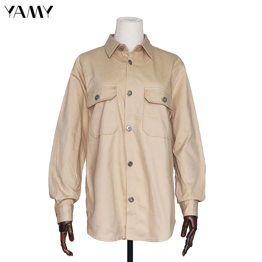 Новая Женская Толстая блузка-карго с длинным рукавом винтажная Свободная