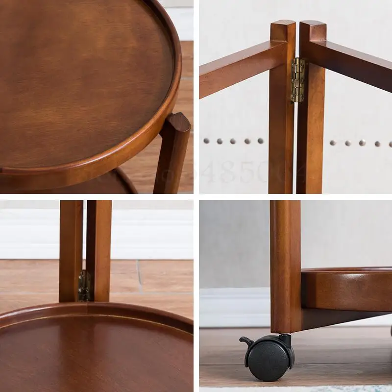 Japanese Style Side Table Light Luxury Simple Small Round Living Room Creative Personality Sofa Corner Solid Wood Mo |