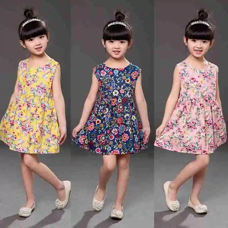 

Лидер продаж светильник кое летнее платье для маленьких девочек, Цветочное платье без рукавов, детское платье принцессы