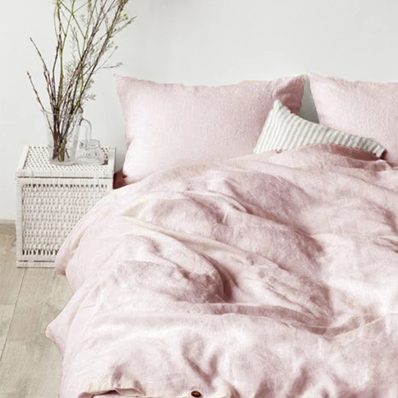 Light pink Индивидуальный размер, французское постельное белье, чистое постельное белье, простыня, наволочка и пододеяльник, комплекты, 4 шт., Полный/queen/King - Цвет: Light pink