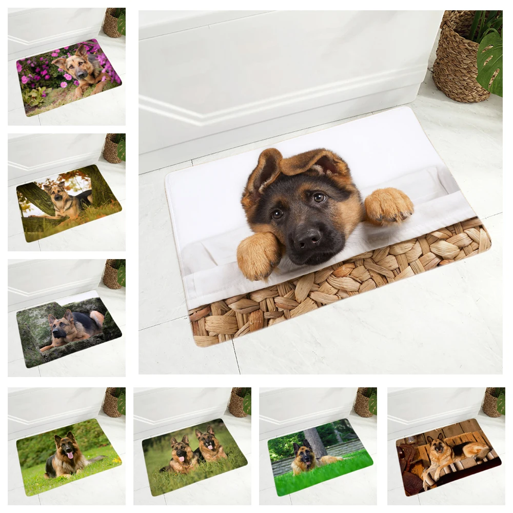 

German Shepherd Dog Door Mat Non-Slip Decor Pet Animal Doormat Flannel Carpet Floor Rug for Hallway Children Room 40x60cm