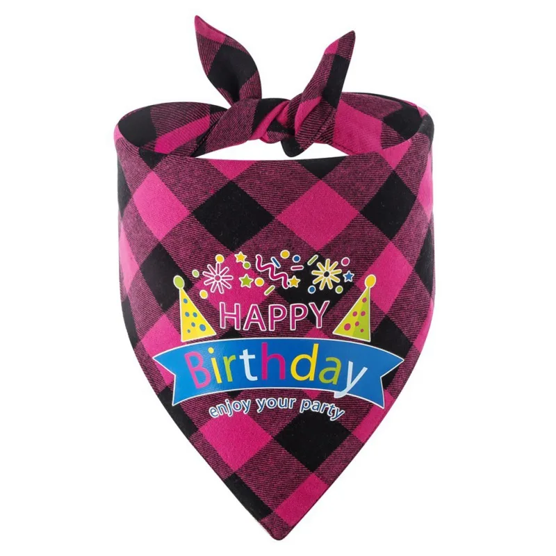 

Dog Birthday Bandana Plaid Bibs Head Scarf Doggie Neckerchief Pet Cat Puppies Decorative Dog Accessories 9 Styles