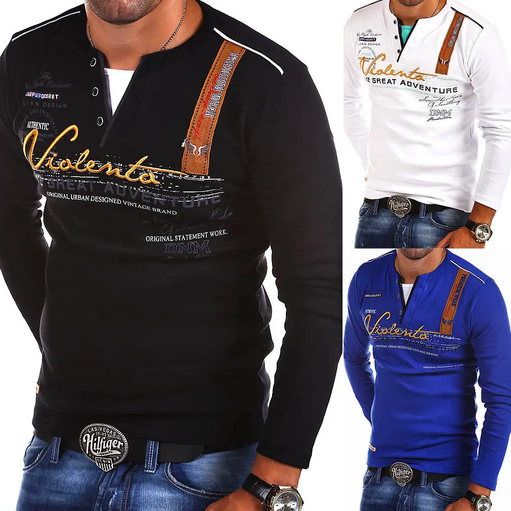 Мужская рубашка-поло с длинным рукавом надписью | одежда