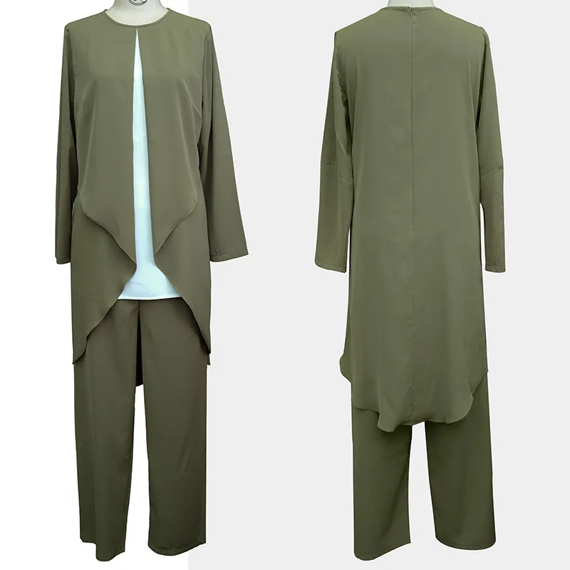 

Muslim Maxi Suit Women 2 Pcs Sets Tops and Pants Middle East Turkey Dubai Arab Islamic Clothing Ramadan Plain Abaya set