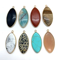 multi faceted natural stone horse eye shape fashion pendant speckled stone crystal diy jewelry making necklace accessories