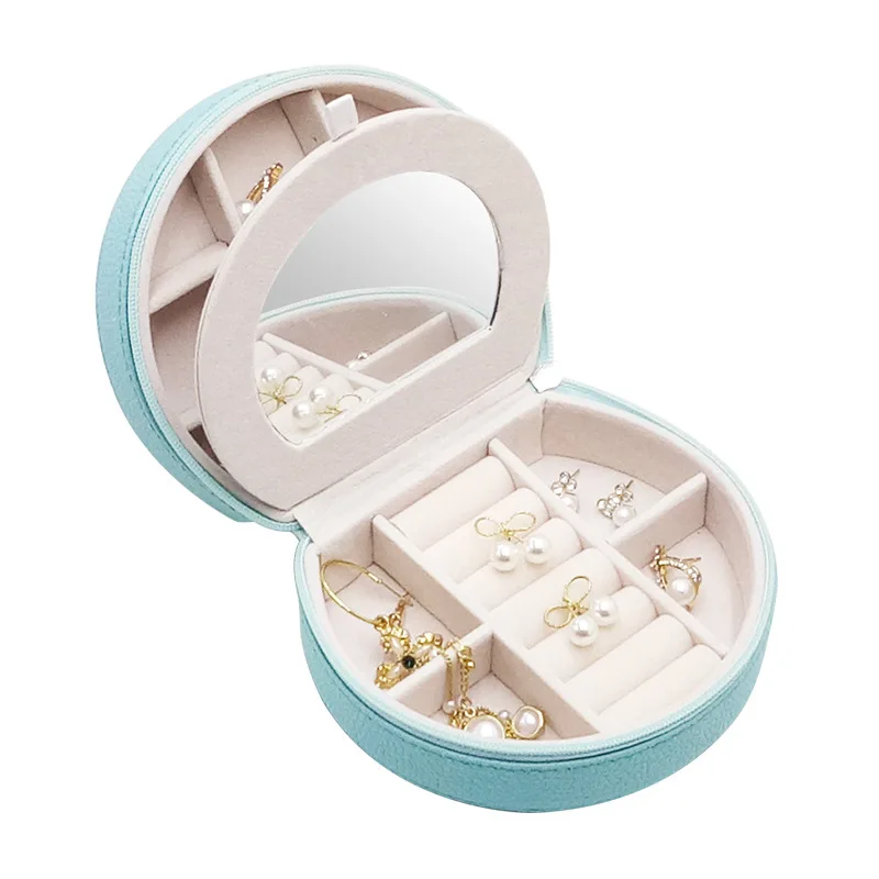 

Simple portable jewelry storage box mini jewelry small storage box earrings ring bag European style flannel jewelry finishing