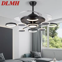 dlmh new ceiling fan lights modern black led lamp remote control without blade for home dining room restaurant