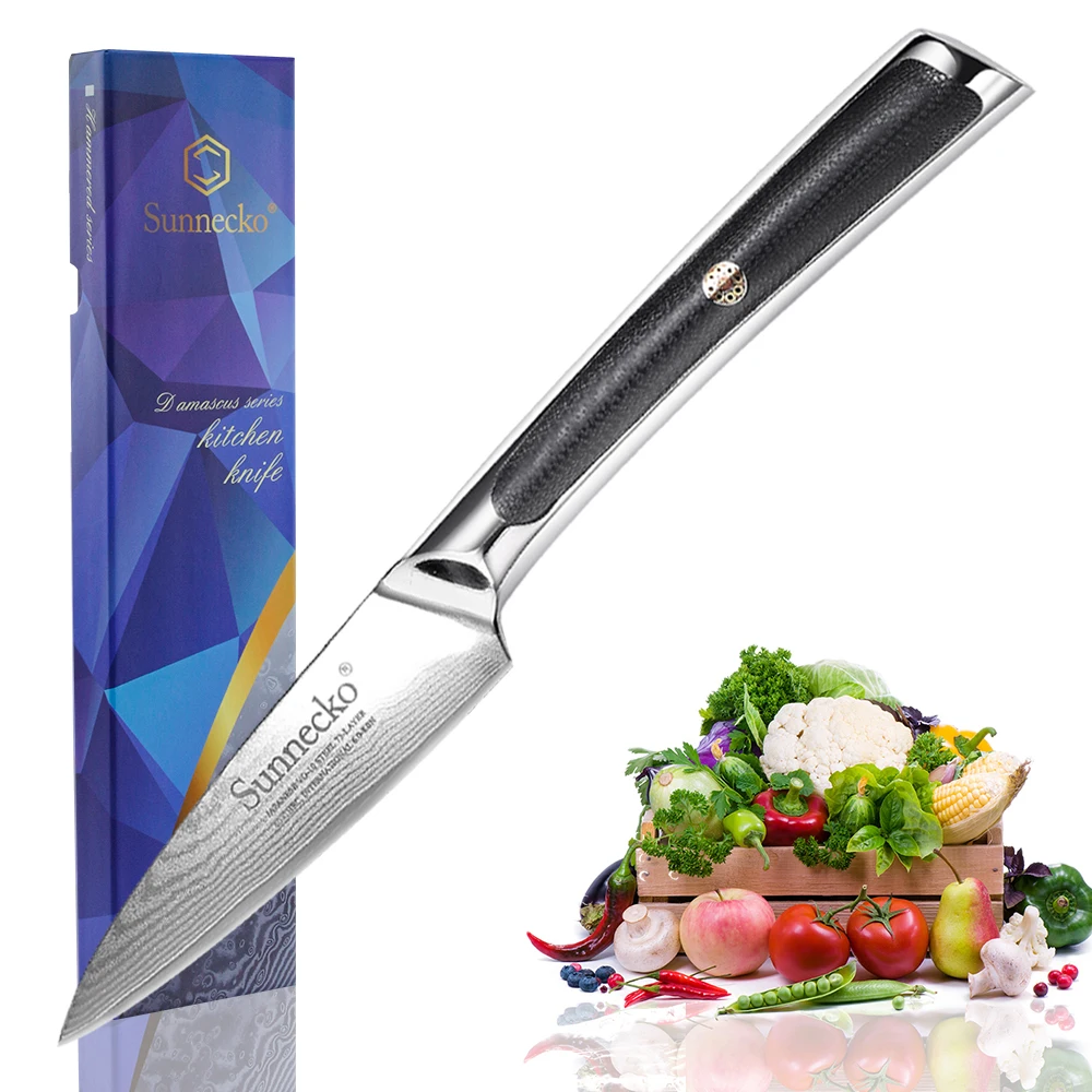 

Нож для чистки овощей и фруктов Sunnecko VG10 из дамасской стали, 3,5 дюйма