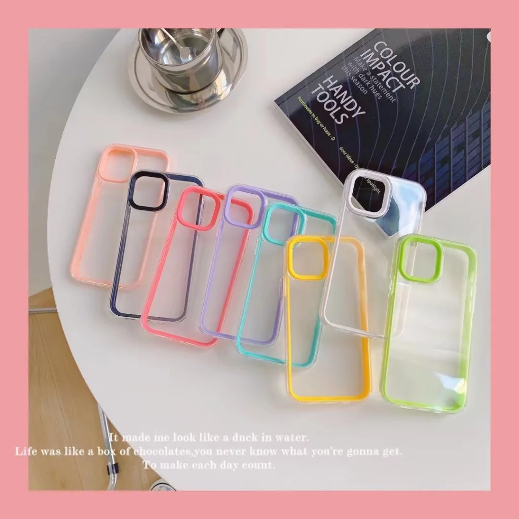 

Ultar Thin Candy Colors Clear Fashion Case For iPhone 13 12 11 Pro XS Max SE 2020 X XR 6 6S 7 8 Plus Shockproof Protection Cover