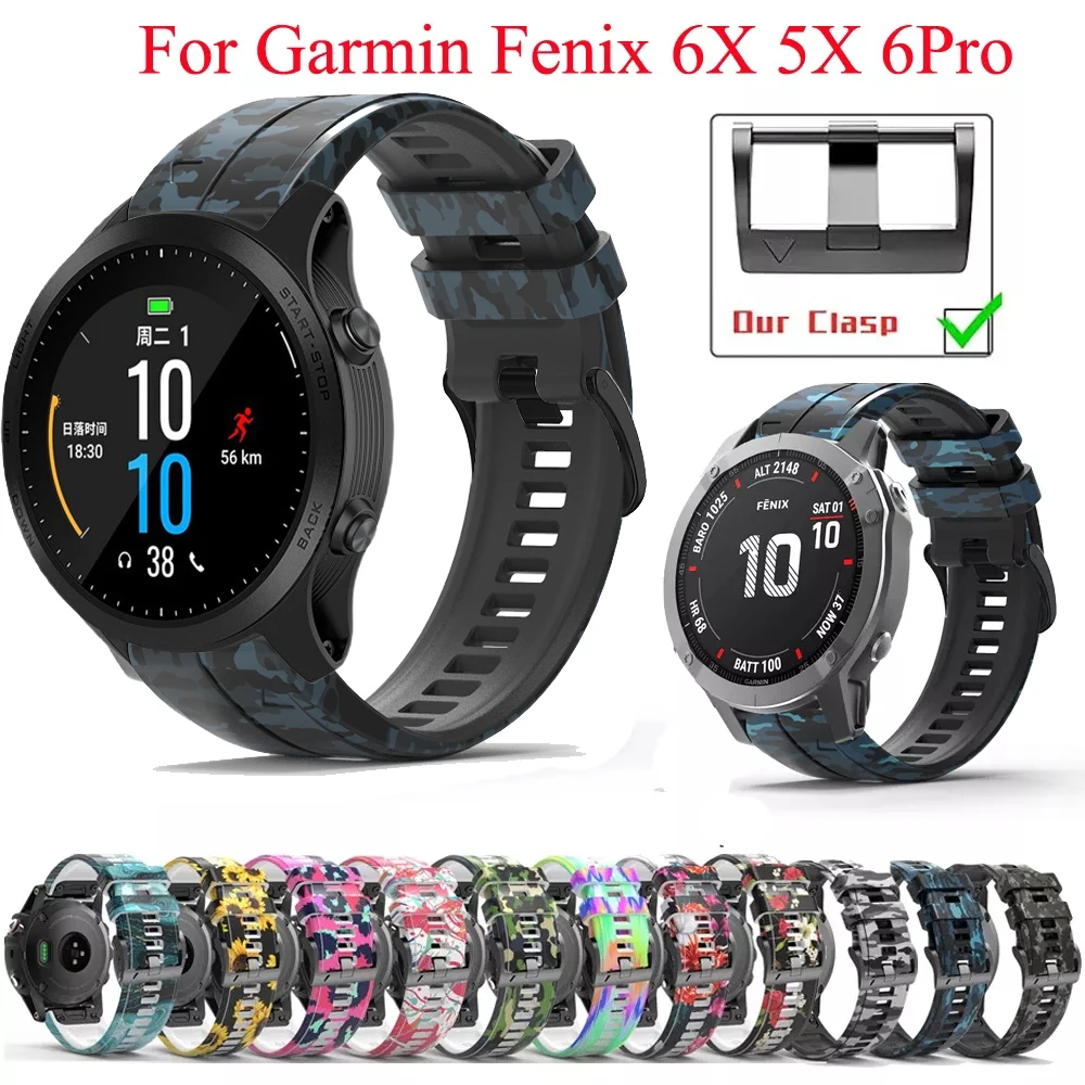 

Ремешок для часов Garmin Fenix 6X, 6X Pro, 5X, 3, 3HR, силиконовый, легко прилегающий, 26 мм, 22 мм