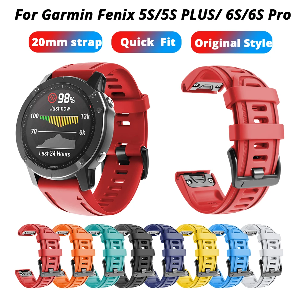 

Original Silicone Band for Garmin Fenix 6S 6s Pro 5S 5S Plus 20mm Sport Strap for Fenix 5S / 5S Plus/Fenix 6S/Fenix 6S Pro