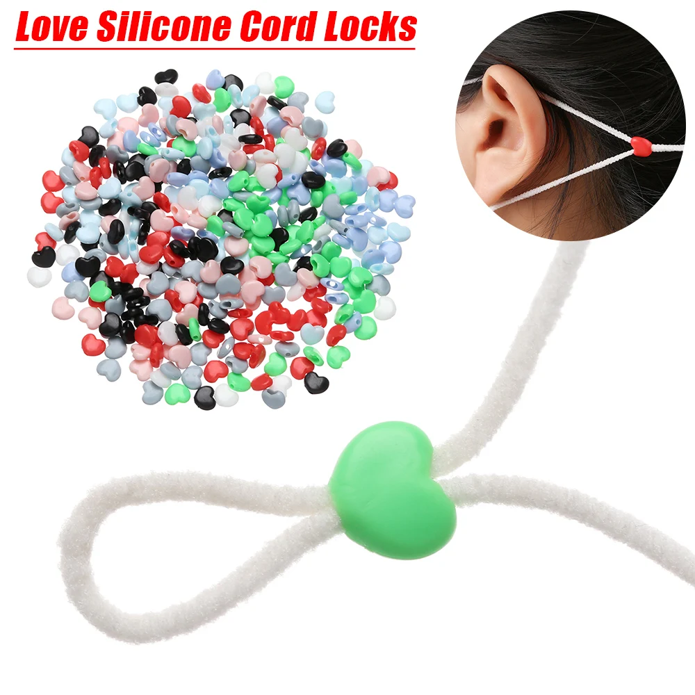 50X Красочные Любовь силиконовый шнур замки Мягкие Регулируемые нескользящие