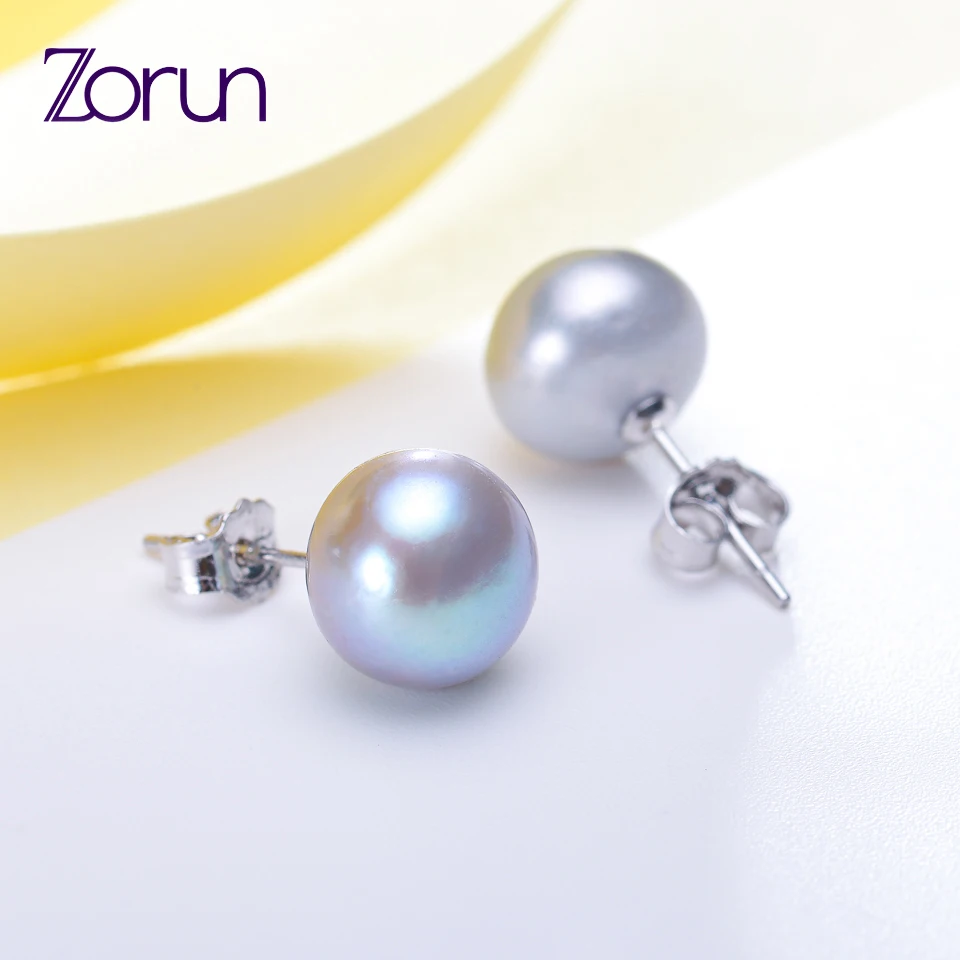 

Zorun Natural Freshwater Pearl Earring Fine 10-11MM Jewelry 925 Sterling Silver Accessories for Women New Design Good Sale