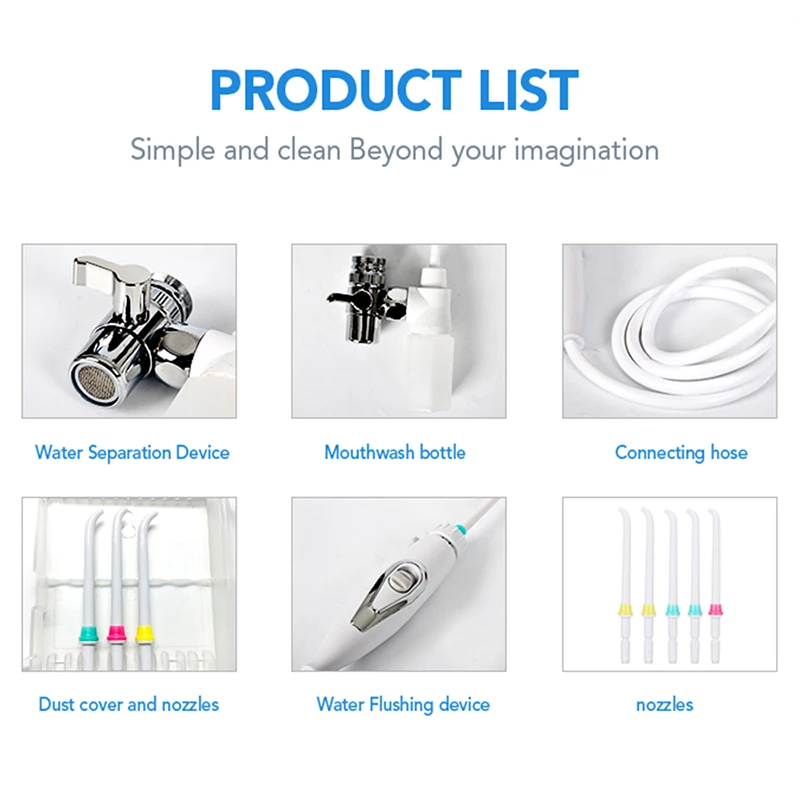 

Dental Water Flosser Oral Irrigator Irrigation for Teeth Hygiene Waterpulse Teeth Cleaner 5 Nozzles Whitening Waterpick Jet