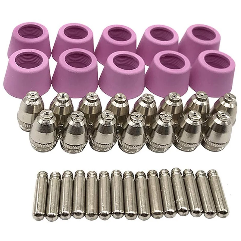 

40Pcs Plasma Cutter Torch Consumables Electrode Nozzles Cups Kit For AG-60 SG-55 WSD-60 Fit CUT-60 LGK-60 Plasma Cutter