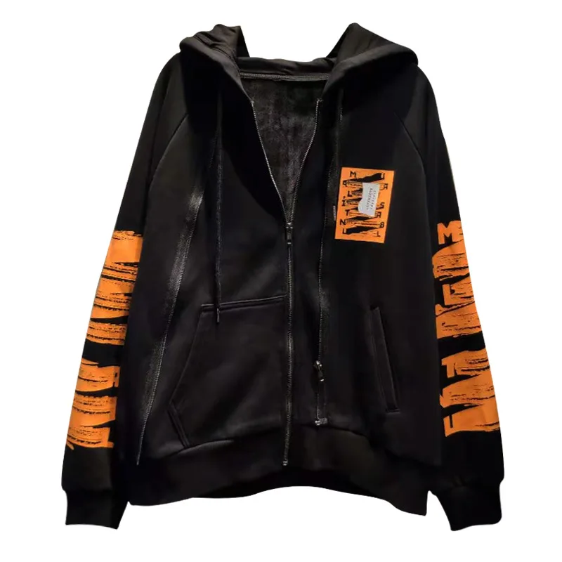 

Women Winter Fall Fashion Long Sleeve Sweatshirt Female Casual Hooded Zip Up Streetwear Lady Vintage Print Outerwear Fleece Tops