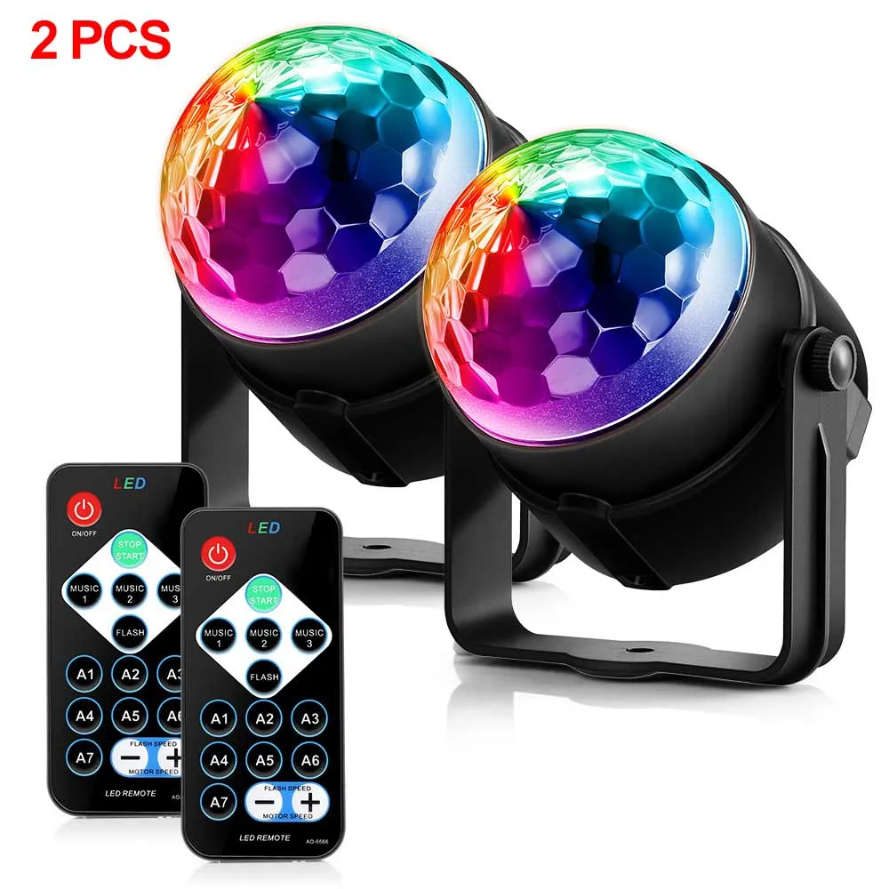 2PCS RGB светодиодный вечерние светильник с кристаллами, магический шар, сценический светильник ing 9 Вт, мини-лампа, вечерние лампы, диско-клуб, DJ светильник, для США/ЕС/Великобритании - Цвет: 2PCS