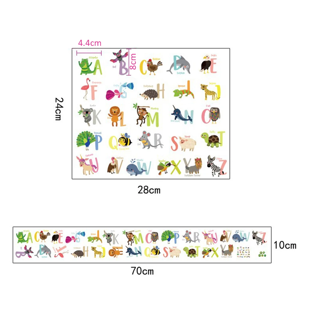 

26 Letters Cartoon Alphabet Wall Stickers for Kids Rooms Nursery Room Decor Children Wall Decal Art Poster Gifts Colorful #W0