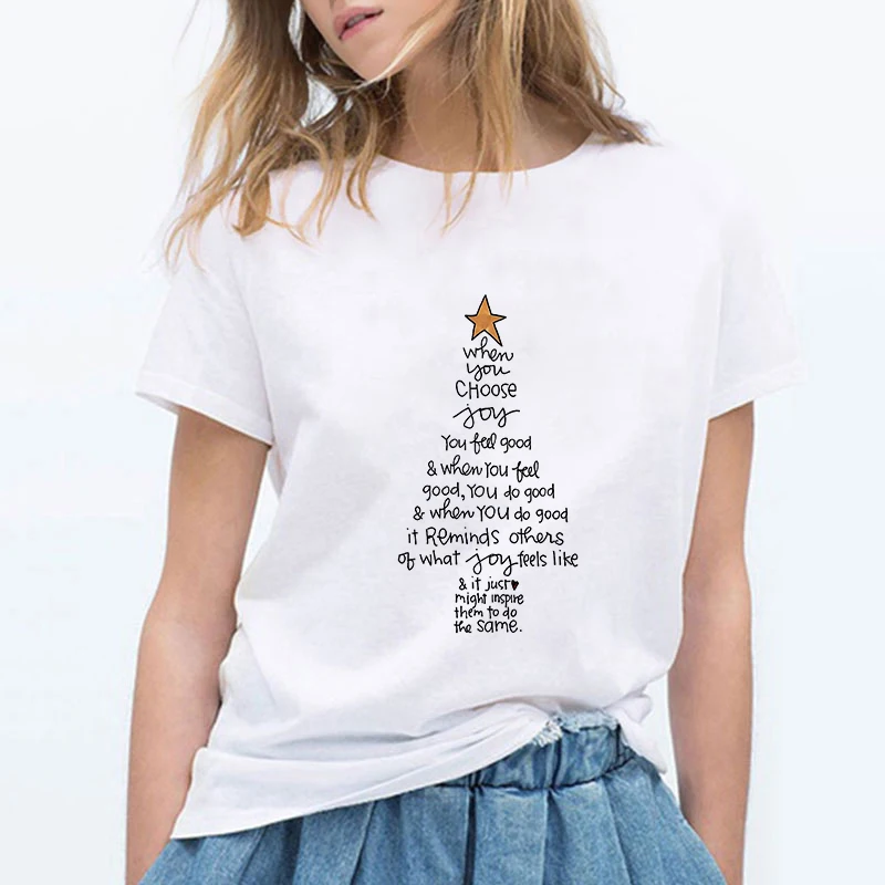 

Fashion Christmas Elf Printing Harajuku Funny T Shirts Women Cute Kawaii Punk Vintage Kpop Tee Shirt Femme Women Shirts