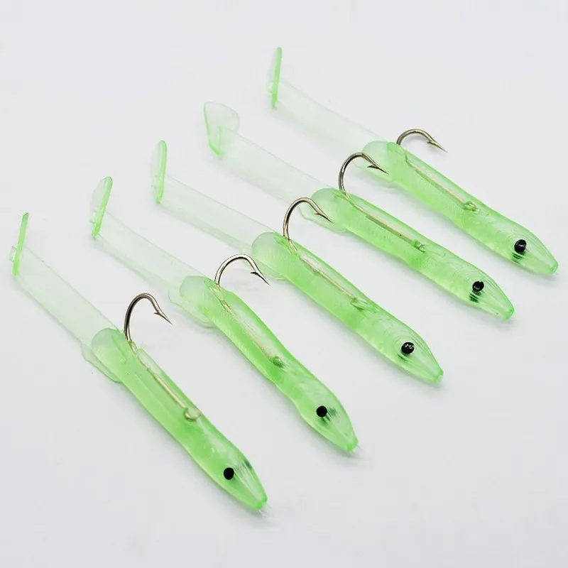 10 шт./упак. приманка Flasher Rig крючком Мягкая светящийся угорь УФ темная скумбрия