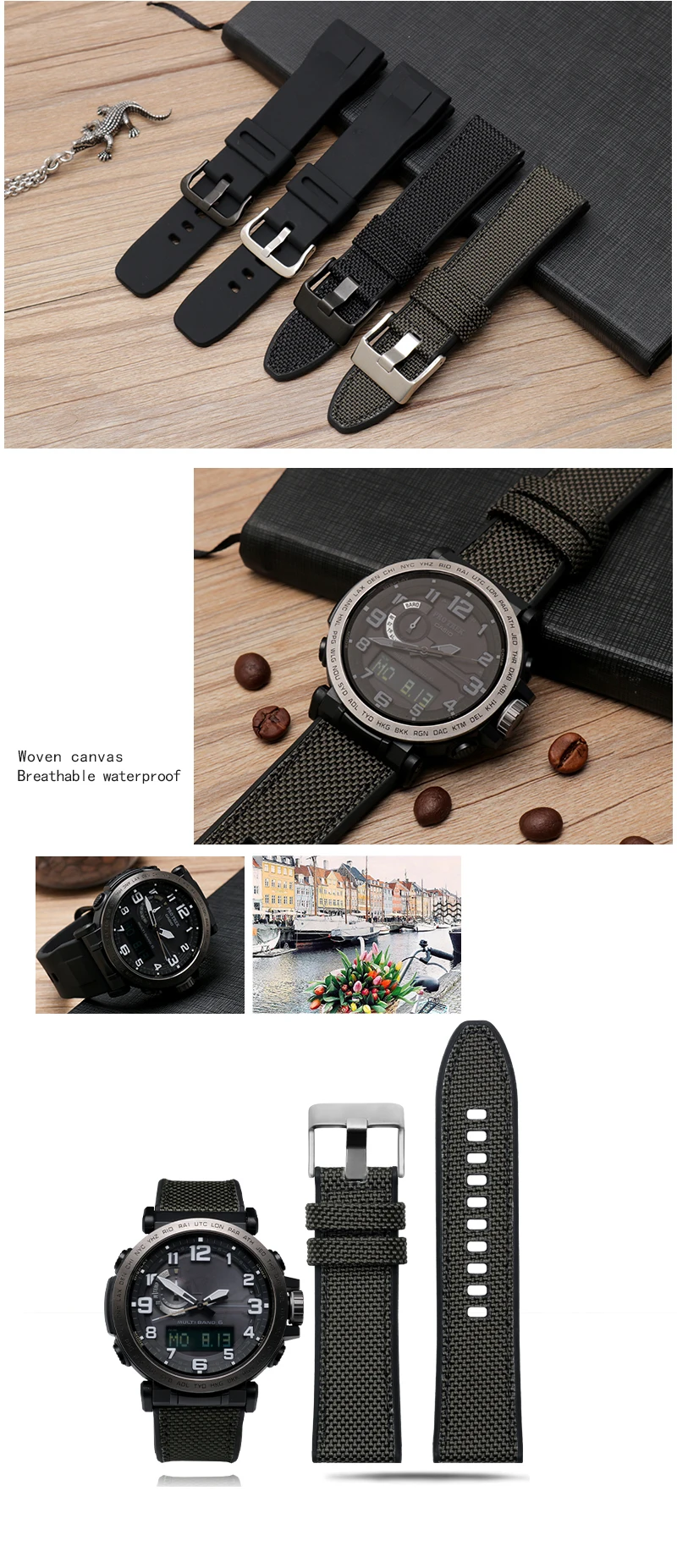 Нейлон силиконовый ремешок для часов для PRW-6600Y PRW-50Y PRW-650 ремешки водонепроницаемый спортивный ремешок