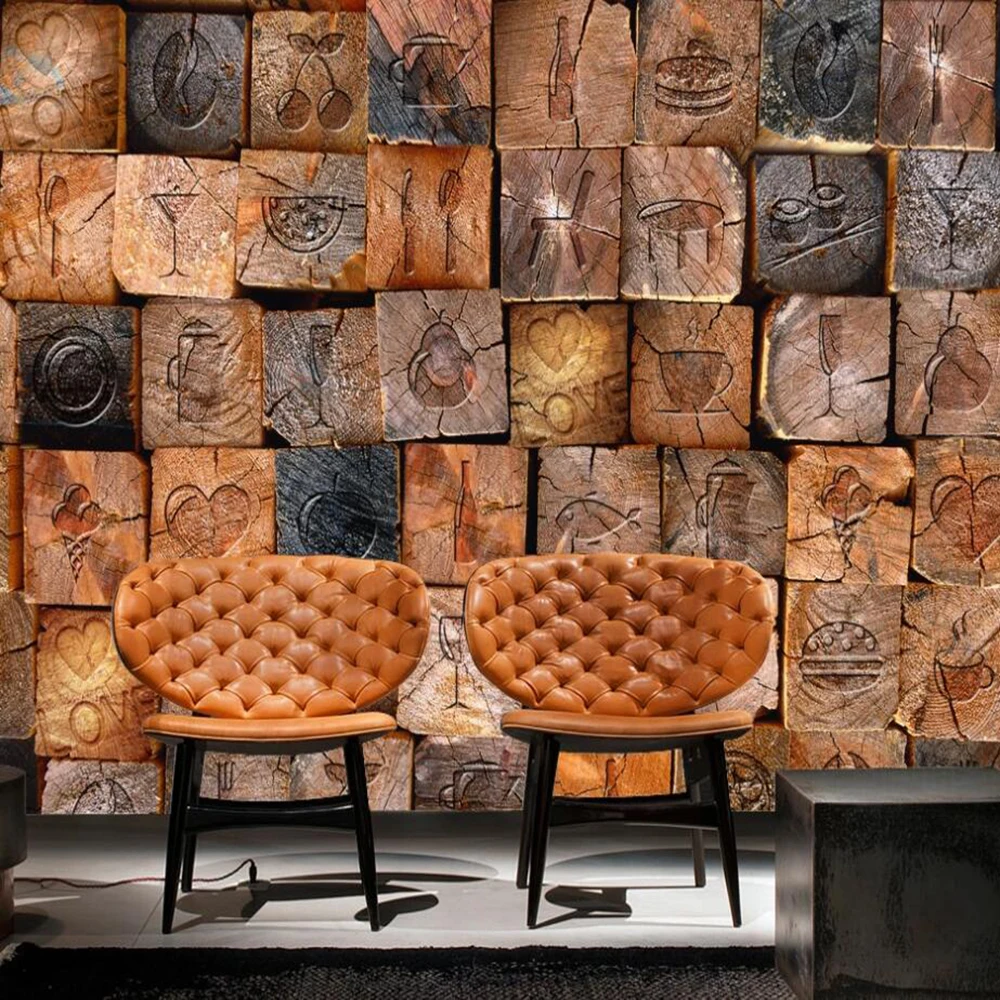 Большие 3D обои на заказ роспись ретро ностальгические деревянные блоки под