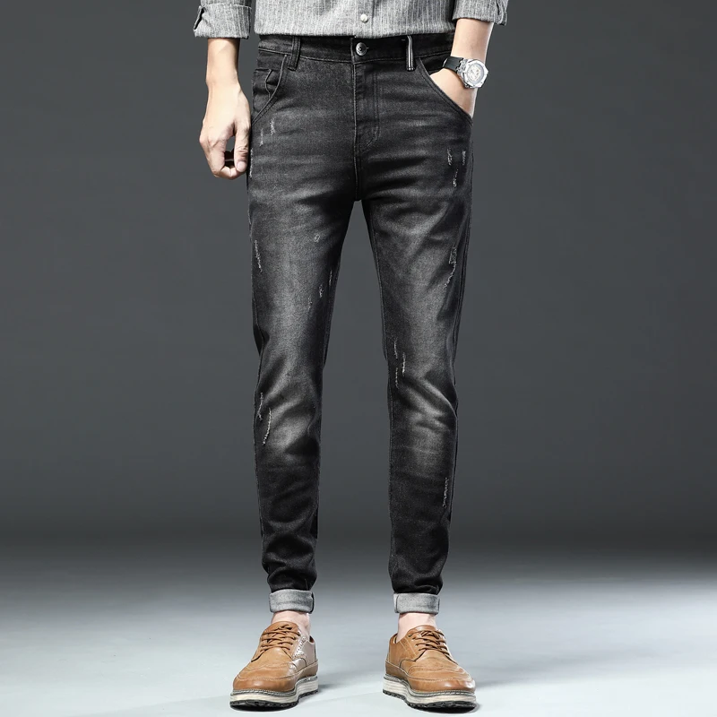 

4 seasons Jeans Men Denim Mens Jeans Slim Fit Tall Male Cotton Pants Fashion Black Jean Man TP8093