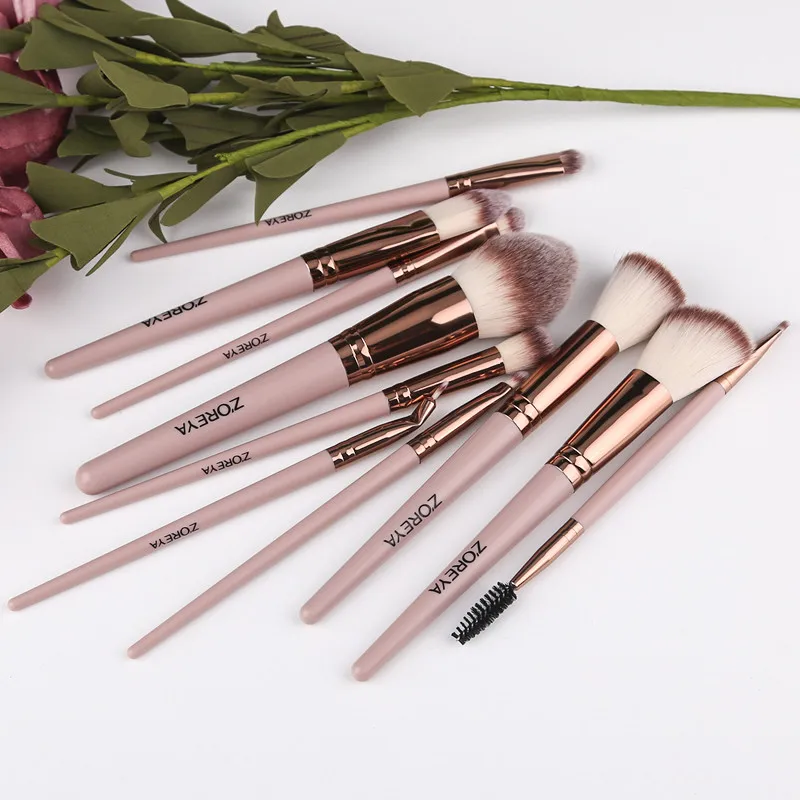 

ZOREYA makeup set Foundation Makeup Brushes Soft Synthetic Hair Black Eyebrow Eyelash Highlighter Brush Set 10pcs Cosmetic Kit