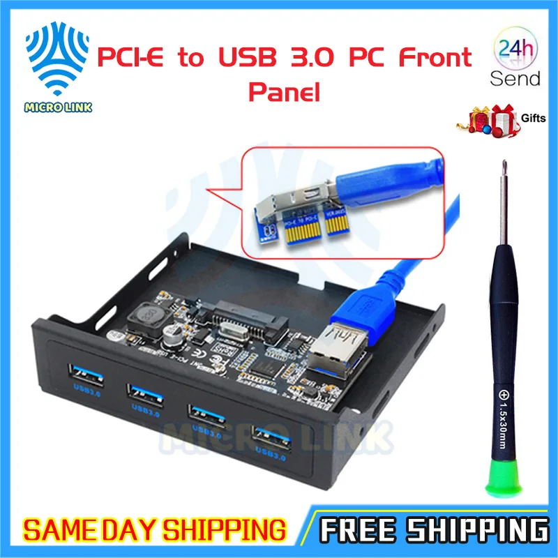 Переходник PCI-E на USB 3 0 PC лицевая панель USB-карта расширения переходник PCIE 5 дюйма