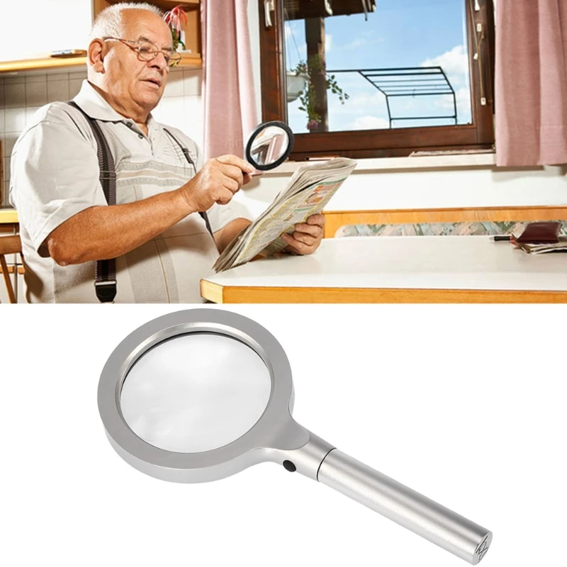 

Metal Handheld Magnifier 12 LED Reading Magnifying Glass 5X 10X Magnifying Lens Loupe Double Lenses
