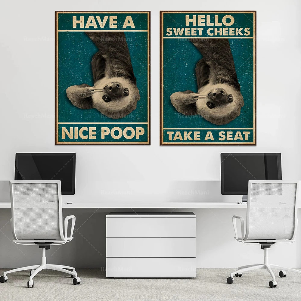 

Hello Sweet Checks sit down and lazy poster, there is a beautiful poop, lazy lover poster, retro funny lazy art print, cute lazy