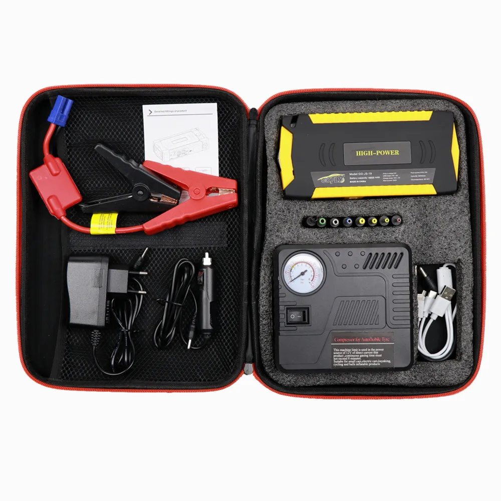 $53.07 GKFLY Car Jump Starter+ Air Pump 16000mAh 12V Starting Device Air Compressor For Petrol Diesel Car Battery Charger Booster