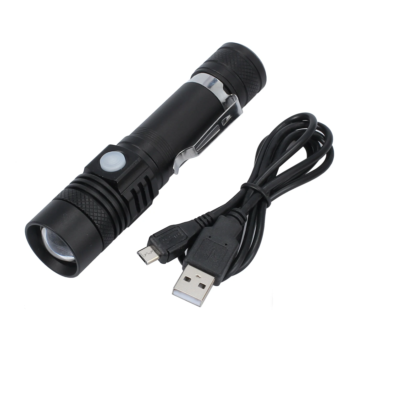 

AMTOVL Mini Flashlight USB Rechargeable Hand Torch Flashlight Handy Aluminum Alloy Tips Long Range Zoom Pocket Camping Hiking